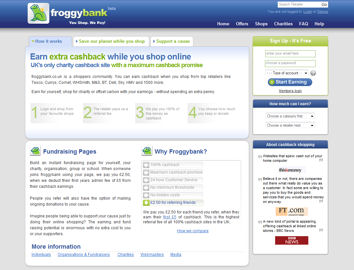 Froggybank came live on 16 April, 2008. It will hopefully become one of the leading cashback shopping websites in the UK
