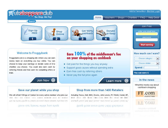 This was the cashback website's homepage in December 2007. Finished? No... there were a few months of tweaks before it was finally to our satisfaction