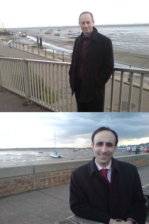 Stuart Reader and Nadeem Azam besides the seaside (shivering!)